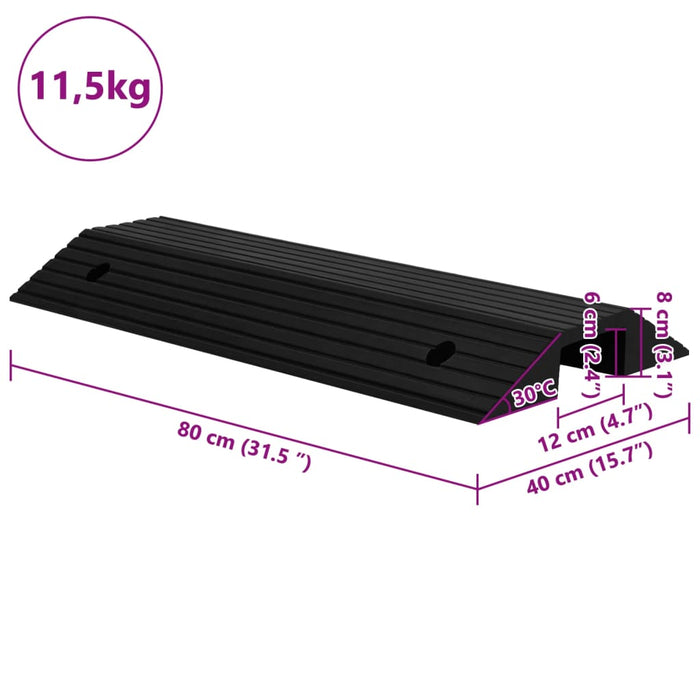 Rampă tip prag în formă de pod, 80x40x8 cm, cauciuc - WALTI WALTI