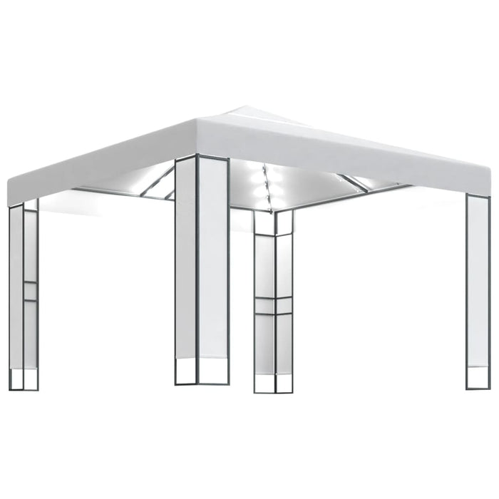 Pavilion cu acoperiș dublu & șiruri de lumini LED, alb, 3x3 m - WALTI WALTI
