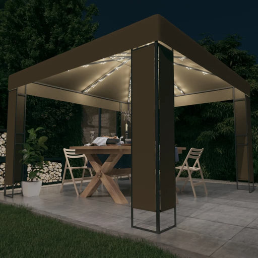 Pavilion cu acoperiș dublu & lumini LED, gri taupe, 3x3x2,7m - WALTI WALTI