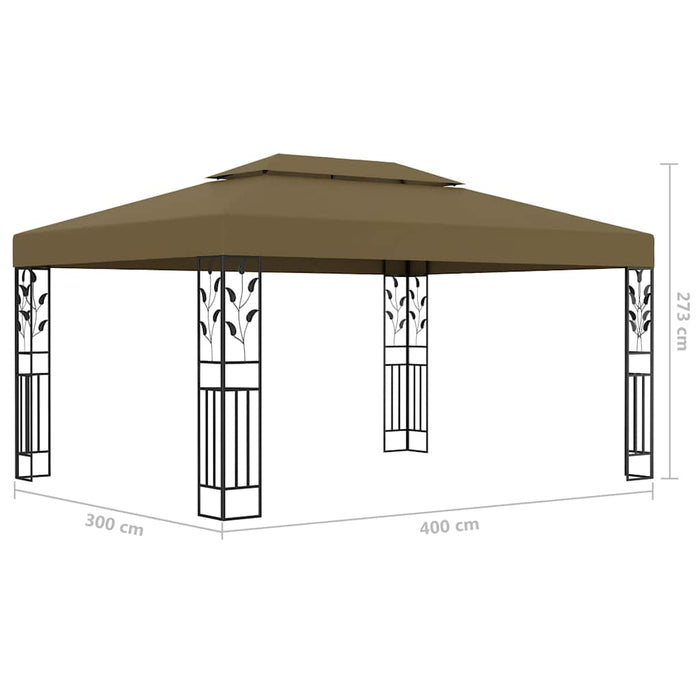 Pavilion cu acoperiș dublu & lumini LED, gri taupe, 3x4m - WALTI WALTI