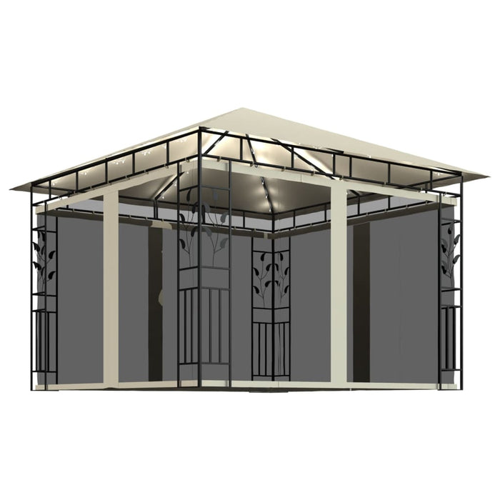 Pavilion cu plasă anti-țânțari & lumini LED crem 3x3x2,73m - WALTI WALTI