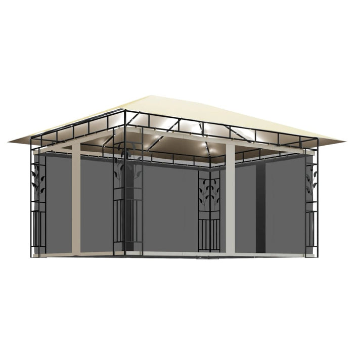 Pavilion cu plasă anti-țânțari & lumini LED crem 4x3x2,73m - WALTI WALTI