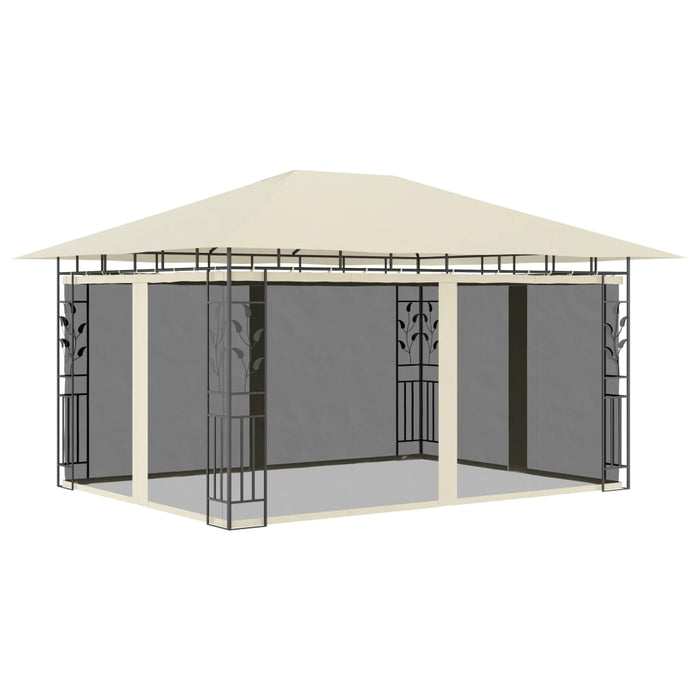 Pavilion cu plasă anti-țânțari & lumini LED crem 4x3x2,73m - WALTI WALTI