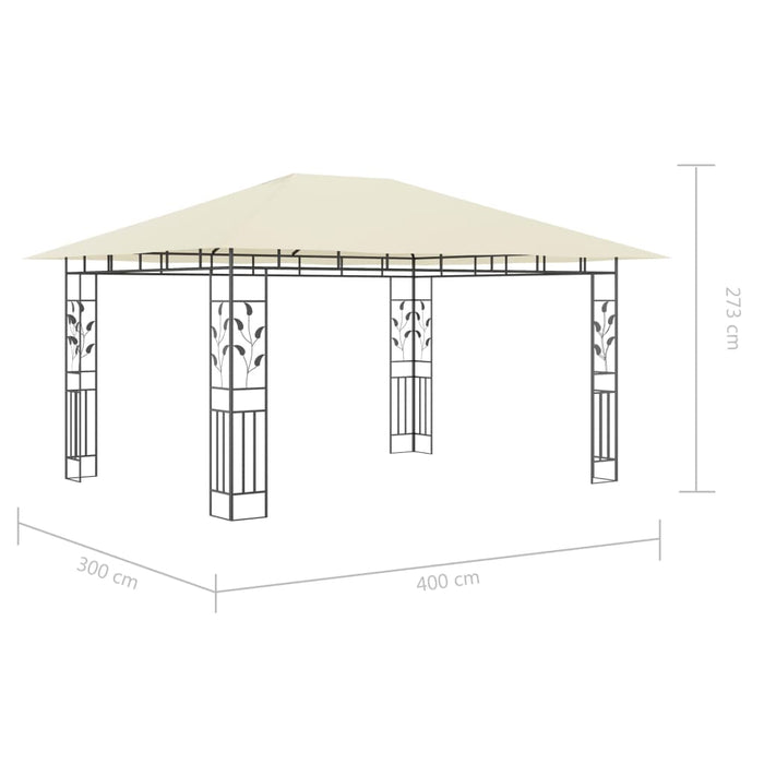 Pavilion cu plasă anti-țânțari & lumini LED crem 4x3x2,73m - WALTI WALTI