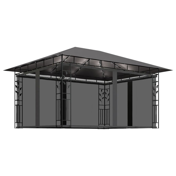 Pavilion cu plasă anti-țânțari&lumini LED, antracit, 4x3x2,73 m - WALTI WALTI