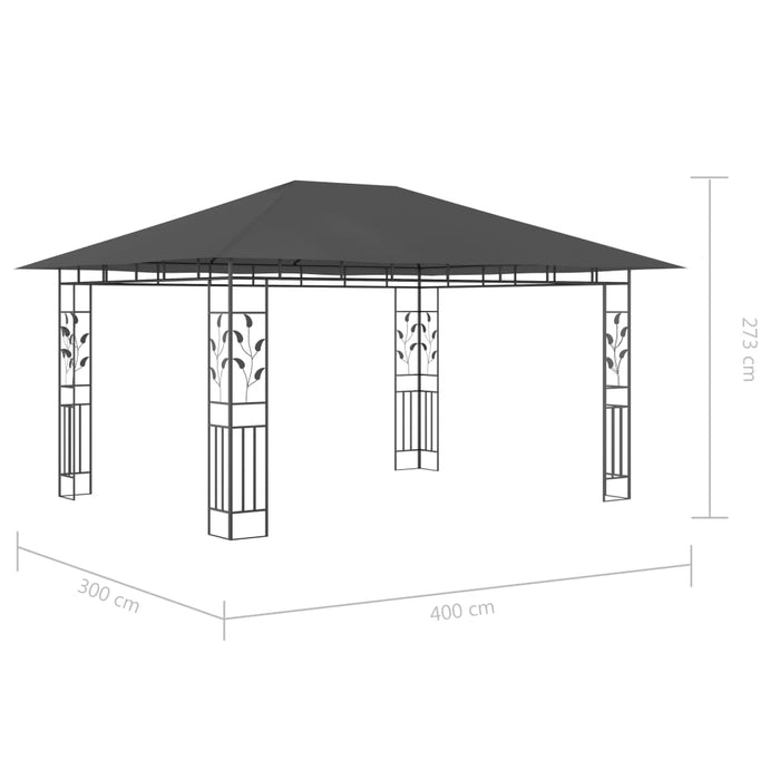 Pavilion cu plasă anti-țânțari&lumini LED, antracit, 4x3x2,73 m - WALTI WALTI