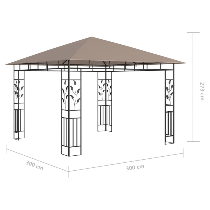 Pavilion cu plasă anti-țânțari&lumini LED,gri taupe, 3x3x2,73 m - WALTI WALTI