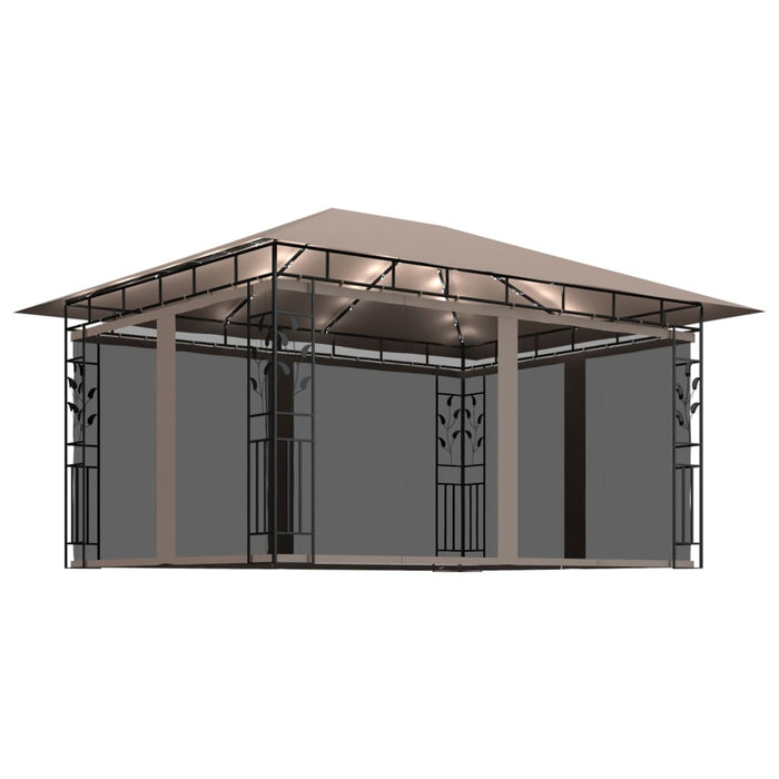Pavilion cu plasă anti-țânțari&lumini LED,gri taupe, 4x3x2,73 m - WALTI WALTI
