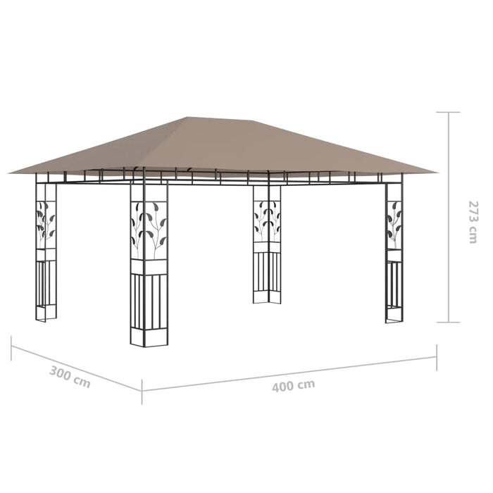Pavilion cu plasă anti-țânțari&lumini LED,gri taupe, 4x3x2,73 m - WALTI WALTI