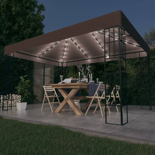 Pavilion cu șiruri de lumini LED, gri taupe, 4x3 m - WALTI WALTI