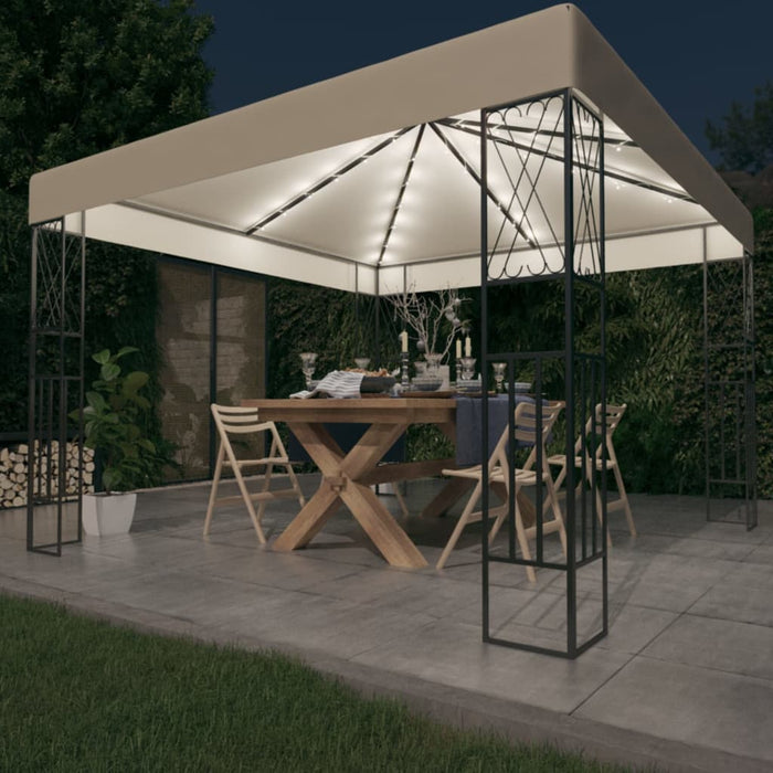 Pavilion cu șir de lumini, crem, 3x3 m, material textil - WALTI WALTI
