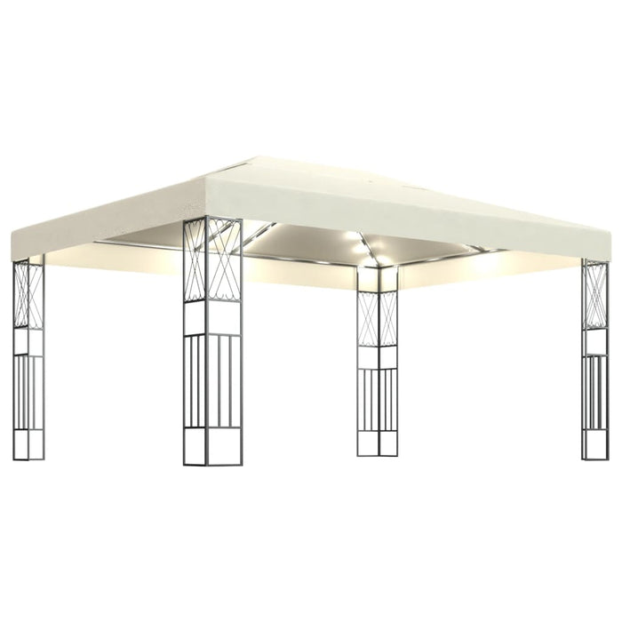Pavilion cu șir de lumini LED, crem, 3x4 m, țesătură - WALTI WALTI