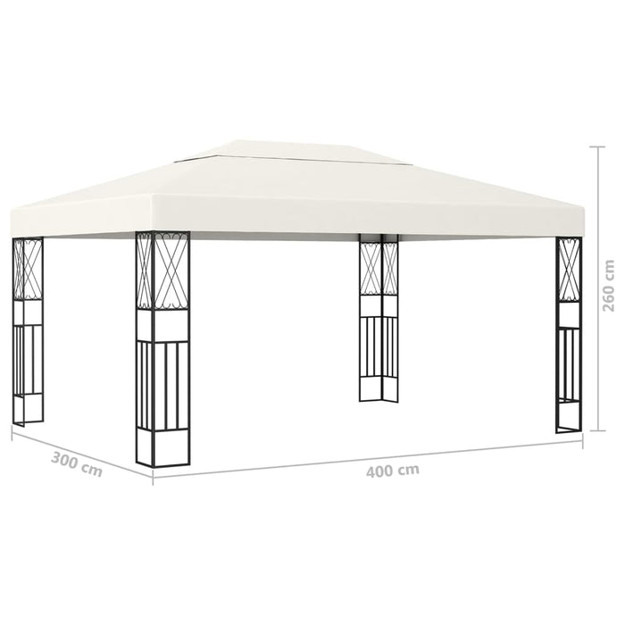 Pavilion cu șir de lumini LED, crem, 3x4 m, țesătură - WALTI WALTI