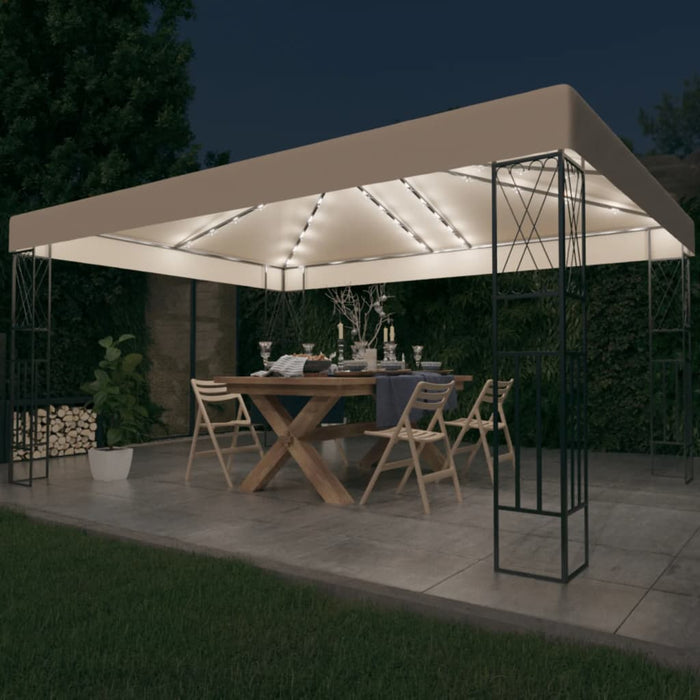 Pavilion cu șir de lumini LED, crem, 3x4 m, țesătură - WALTI WALTI
