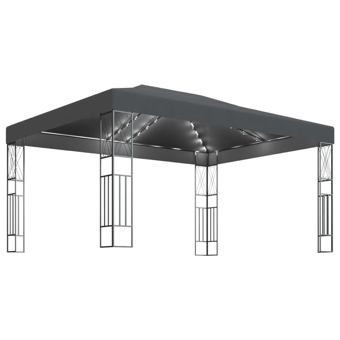 Pavilion cu șir de lumini LED, antracit, 3x4 m, țesătură - WALTI WALTI