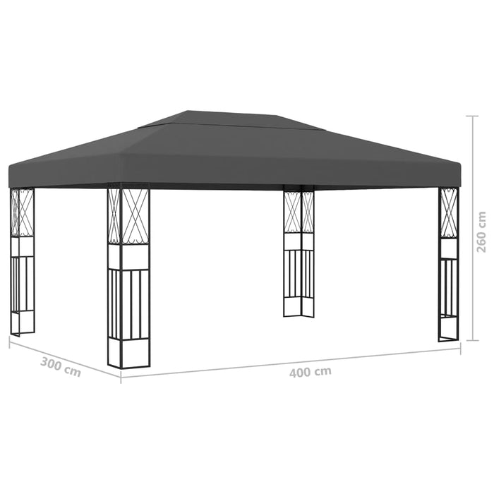 Pavilion cu șir de lumini LED, antracit, 3x4 m, țesătură - WALTI WALTI
