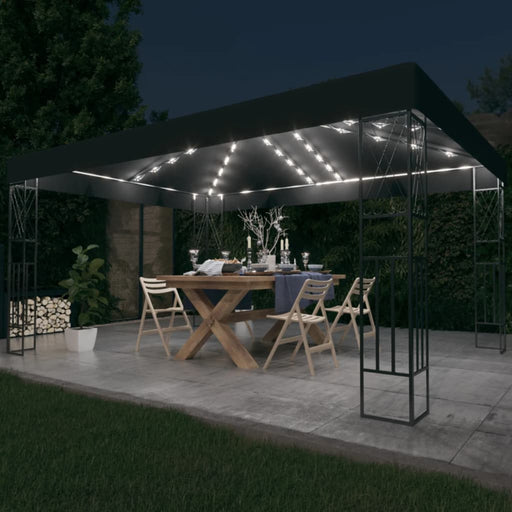Pavilion cu șir de lumini LED, antracit, 3x4 m, țesătură - WALTI WALTI
