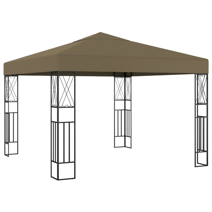 Pavilion cu șiruri de lumini LED, gri taupe, 3x3 m, țesătură WALTI