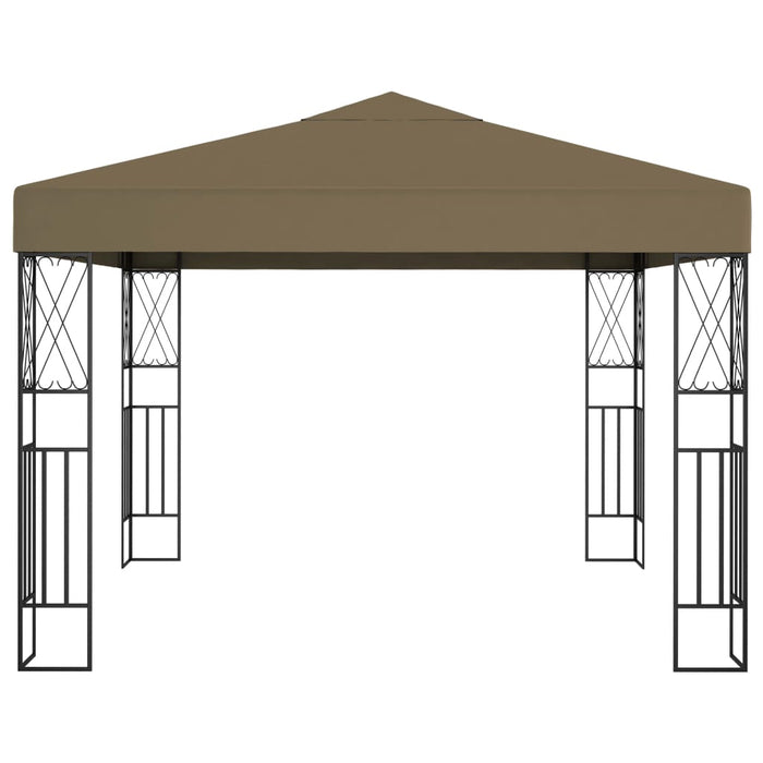 Pavilion cu șiruri de lumini LED, gri taupe, 3x3 m, țesătură WALTI