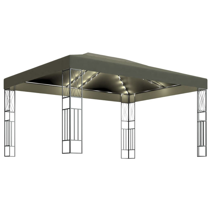 Pavilion cu șiruri de lumini LED, gri taupe, 3x4 m, țesătură - WALTI WALTI