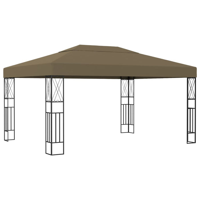 Pavilion cu șiruri de lumini LED, gri taupe, 3x4 m, țesătură - WALTI WALTI