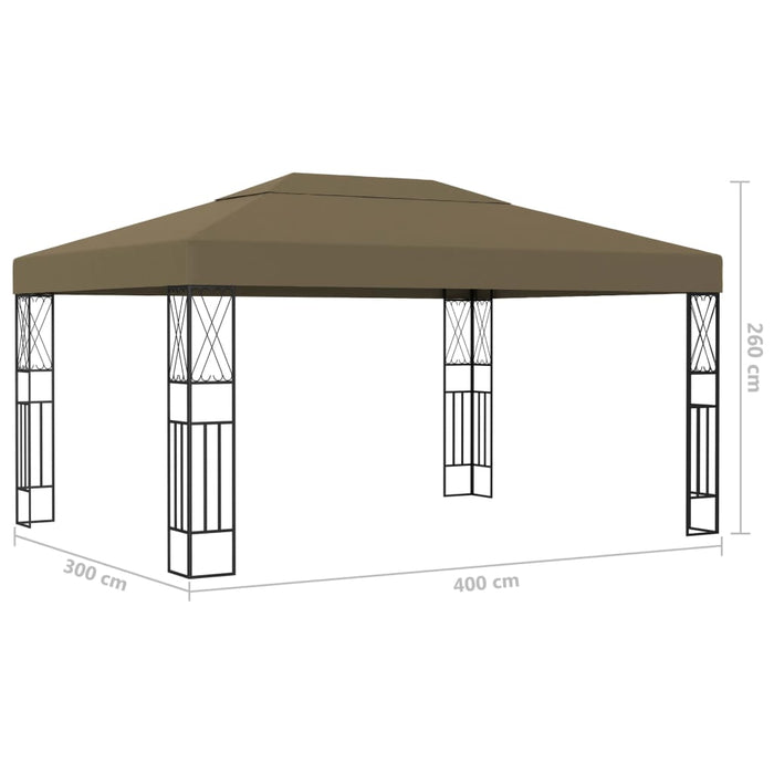 Pavilion cu șiruri de lumini LED, gri taupe, 3x4 m, țesătură - WALTI WALTI
