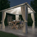 Pavilion cu perdele & șiruri lumini LED, crem, 3x3 m, aluminiu - WALTI WALTI