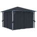 Pavilion cu perdele & șiruri lumini LED antracit 3x3 m aluminiu - WALTI WALTI