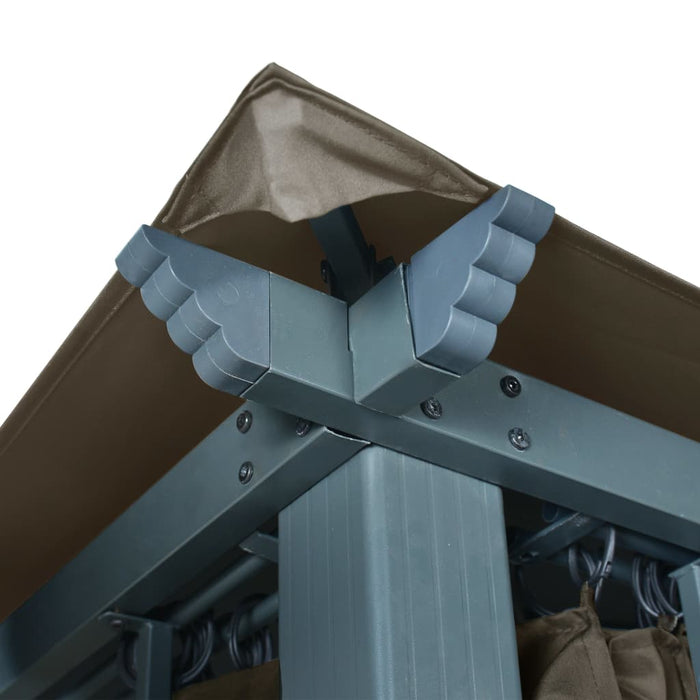Pavilion cu perdele&șiruri lumini LED gri taupe 3x3 m aluminiu - WALTI WALTI