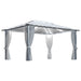 Pavilion cu perdele & șiruri lumini LED, crem, 4x3 m, aluminiu - WALTI WALTI