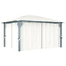 Pavilion cu perdele & șiruri lumini LED, crem, 4x3 m, aluminiu - WALTI WALTI