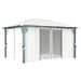 Pavilion cu perdele & șiruri lumini LED, crem, 4x3 m, aluminiu - WALTI WALTI