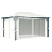 Pavilion cu perdele & șiruri lumini LED, crem, 4x3 m, aluminiu - WALTI WALTI