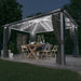 Pavilion cu perdele & șiruri lumini LED antracit 4x3m aluminiu - WALTI WALTI