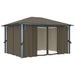 Pavilion cu perdele&șiruri lumini LED gri taupe 4x3m aluminiu - WALTI WALTI