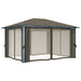 Pavilion cu perdele&șiruri lumini LED gri taupe 4x3m aluminiu - WALTI WALTI