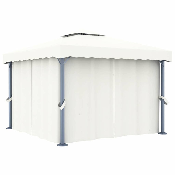 Pavilion cu perdele & șiruri lumini LED, alb crem, 3x3 m - WALTI WALTI