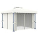 Pavilion cu perdele & șiruri lumini LED, alb crem, 3x3 m - WALTI WALTI