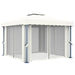 Pavilion cu perdele & șiruri lumini LED, alb crem, 3x3 m - WALTI WALTI