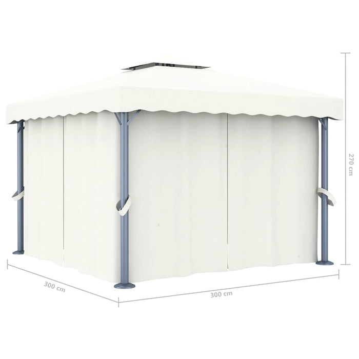 Pavilion cu perdele & șiruri lumini LED, alb crem, 3x3 m - WALTI WALTI