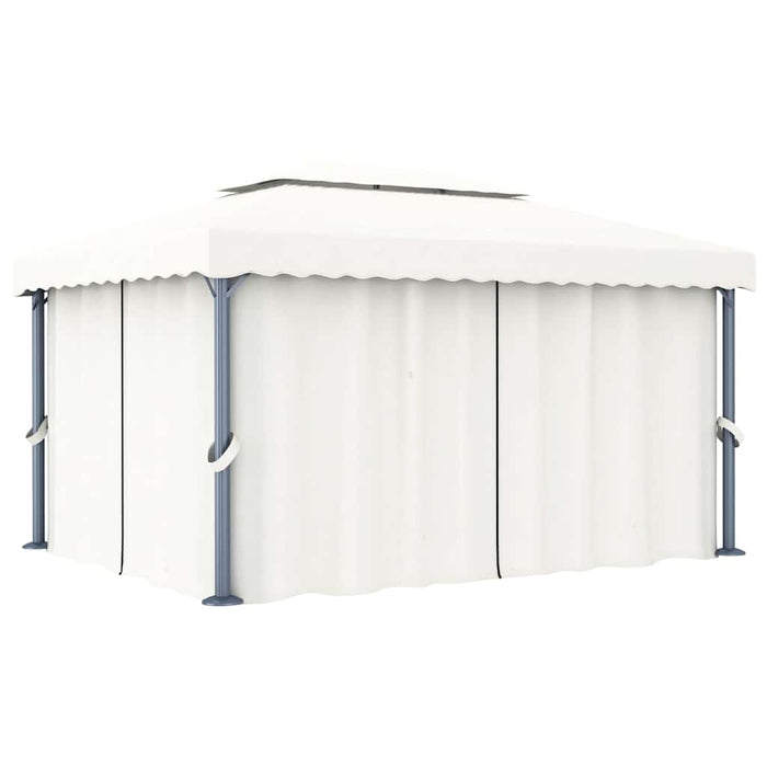 Pavilion cu perdele & șiruri lumini LED, alb crem, 4x3 m - WALTI WALTI