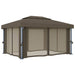 Pavilion cu perdea & șir de lumini LED, gri taupe, 4x3 m - WALTI WALTI