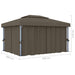 Pavilion cu perdea & șir de lumini LED, gri taupe, 4x3 m - WALTI WALTI