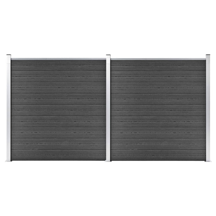 Set de panouri de gard, negru, 353 x 186 cm, WPC - WALTI WALTI