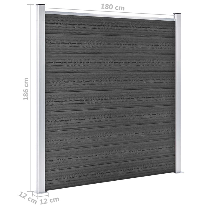 Set de panouri de gard, negru, 353 x 186 cm, WPC - WALTI WALTI