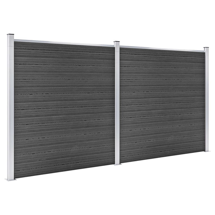 Set de panouri de gard, negru, 353 x 186 cm, WPC - WALTI WALTI