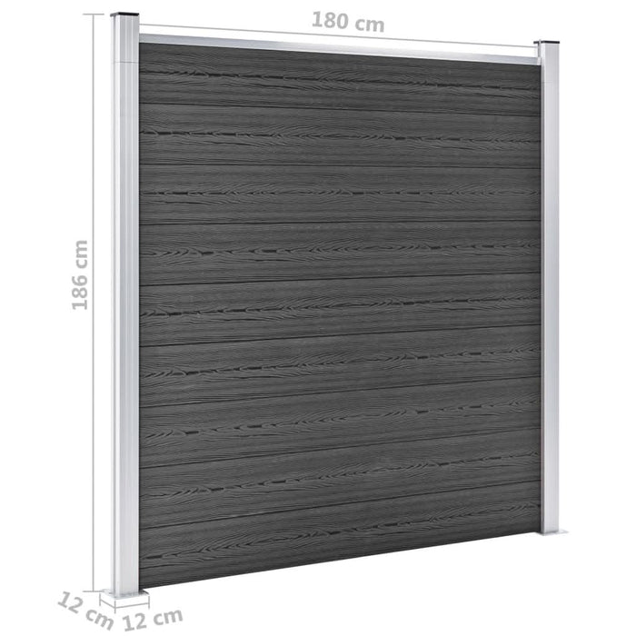 Set de panouri de gard, negru, 526 x 186 cm, WPC - WALTI WALTI
