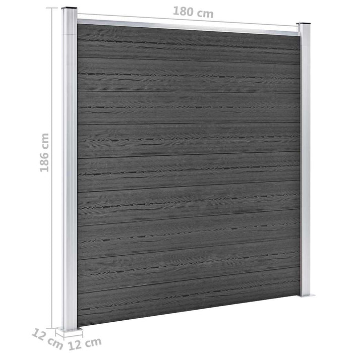 Set de panouri de gard, negru, 699x186 cm, WPC - WALTI WALTI