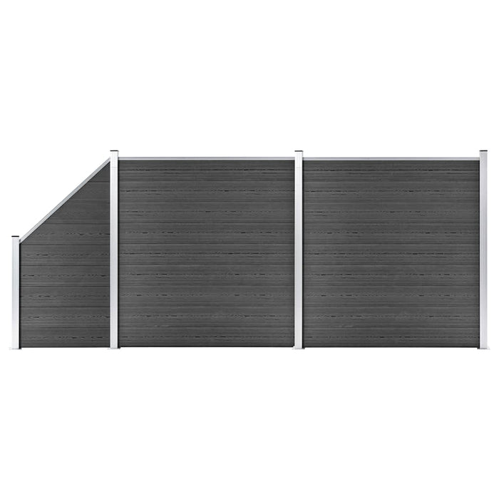 Set de panouri de gard, negru, 446x (105-186) cm, WPC - WALTI WALTI