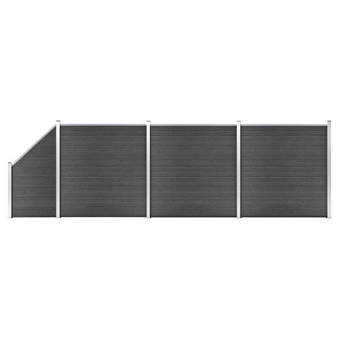 Set de panouri de gard, negru, 619x(105-186) cm, WPC - WALTI WALTI